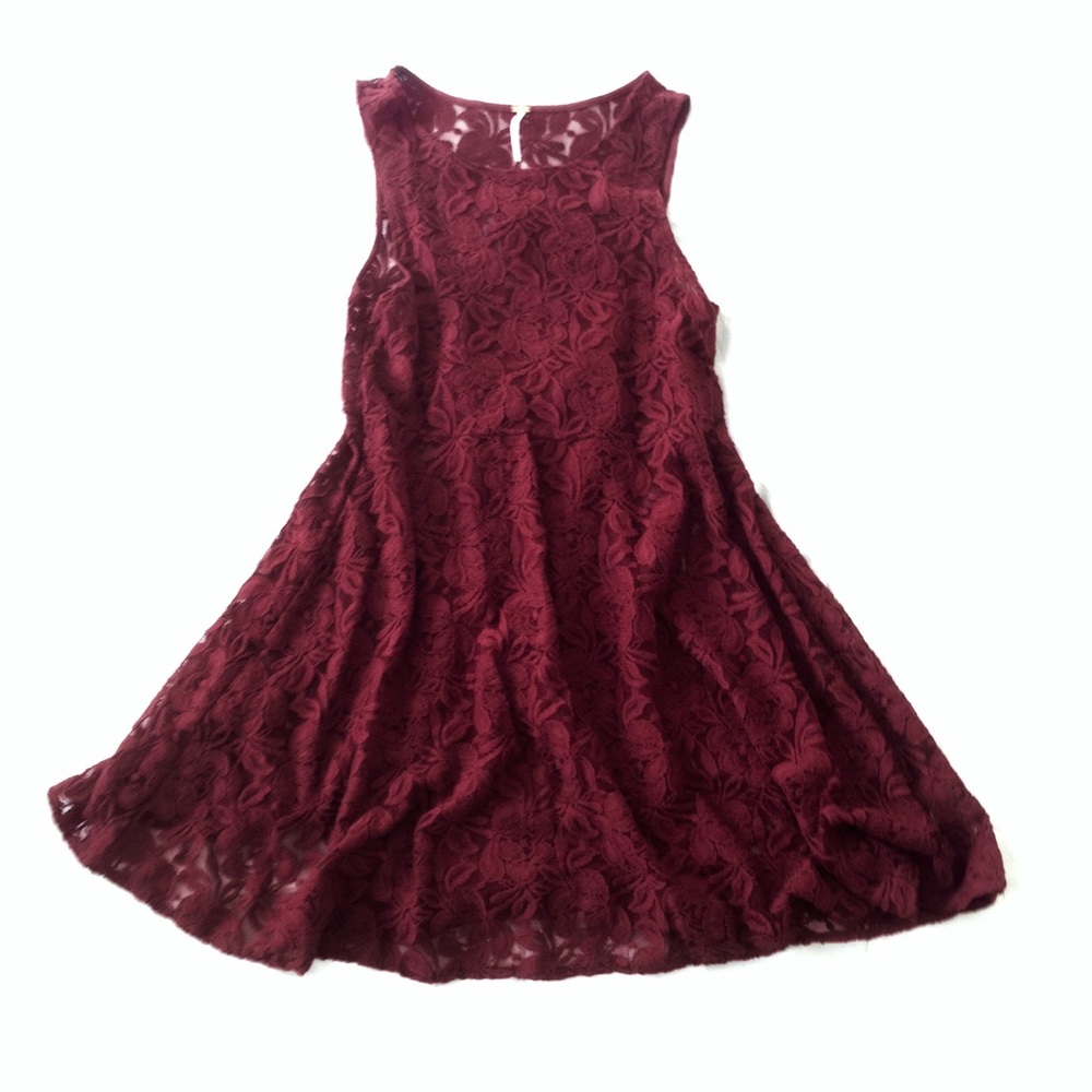 Free People • lace mini dress/maroon